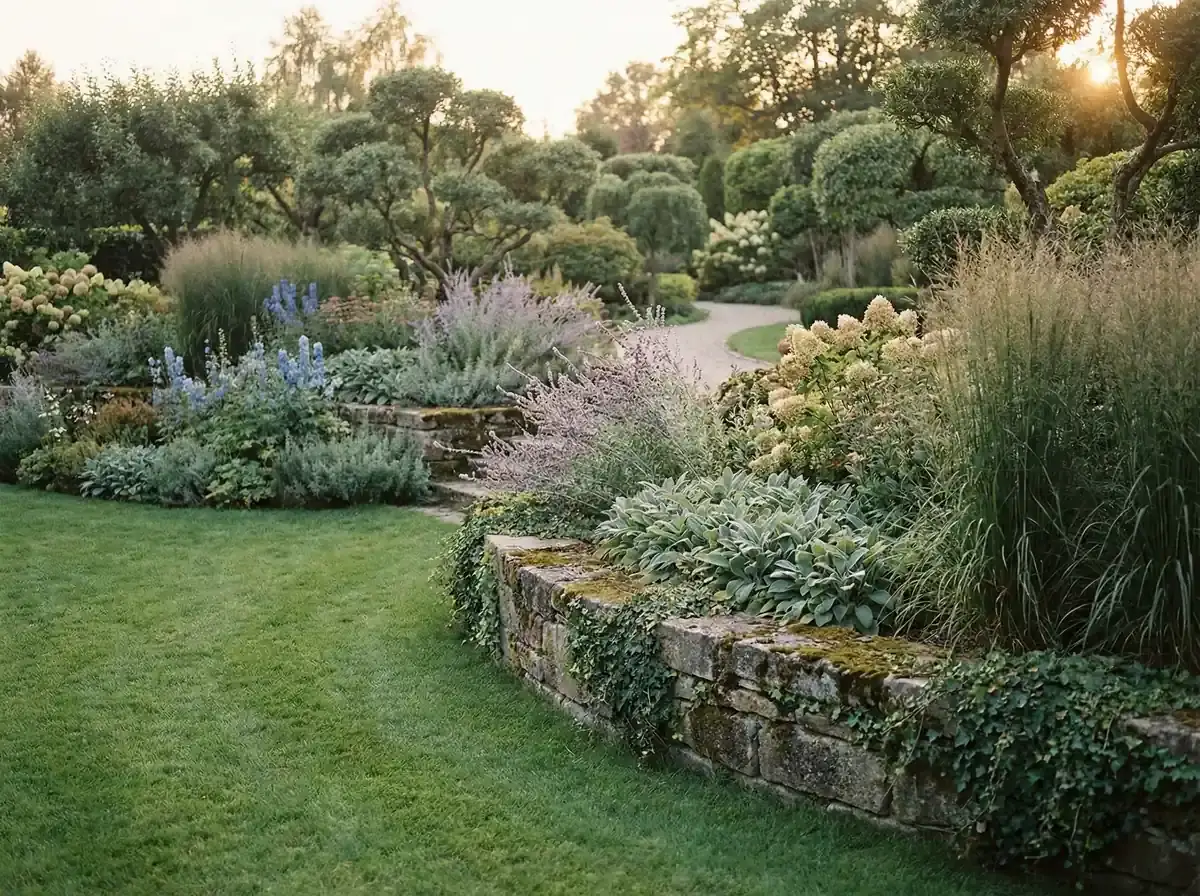 Dojrzały ekologiczny ogród zaprojektowany przez Evergrove