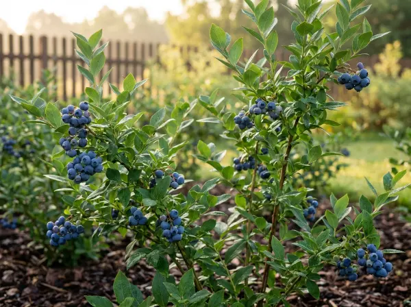Borówka amerykańska — krzewy z owocami w przydomowym ogrodzie