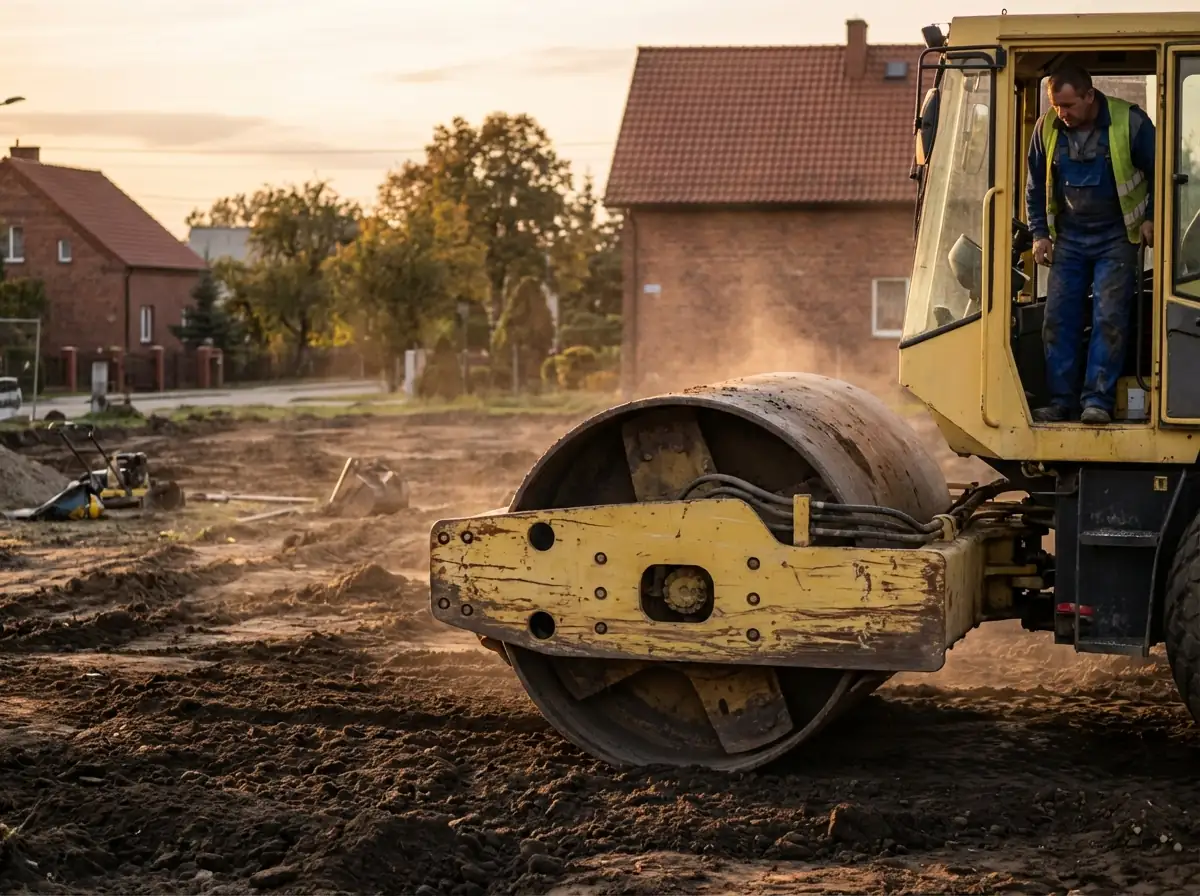 Zagęszczanie gruntu walcem wibracyjnym